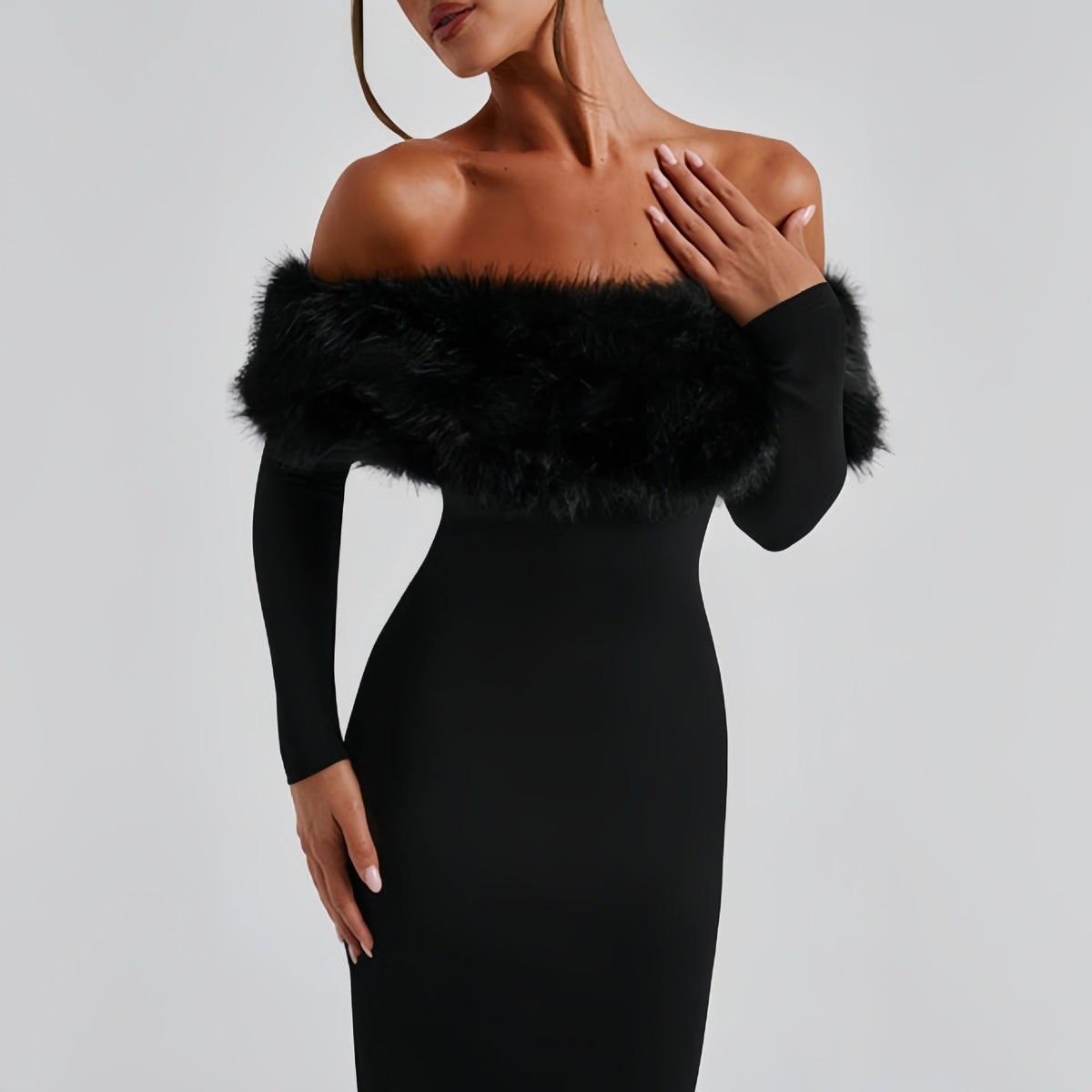 Abendkleid Damen mit Off-Shoulder und eleganten Volants - 7 - Trendlinie
