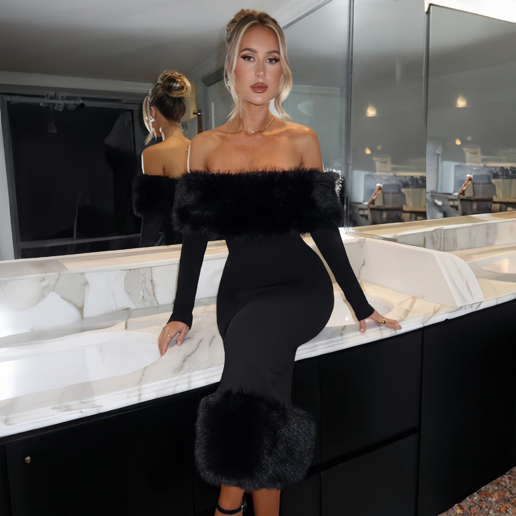 Abendkleid Damen mit Off-Shoulder und eleganten Volants - 8 - Trendlinie