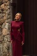 Abendkleid Damen mit figurbetonter Silhouette und hohem Kragen - 1 - Trendlinie