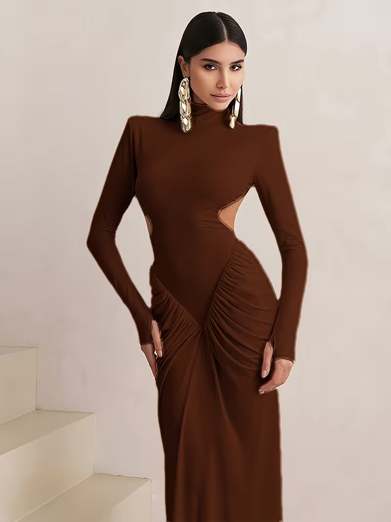 Abendkleid Damen mit figurbetonter Silhouette und hohem Kragen - 8 - Trendlinie