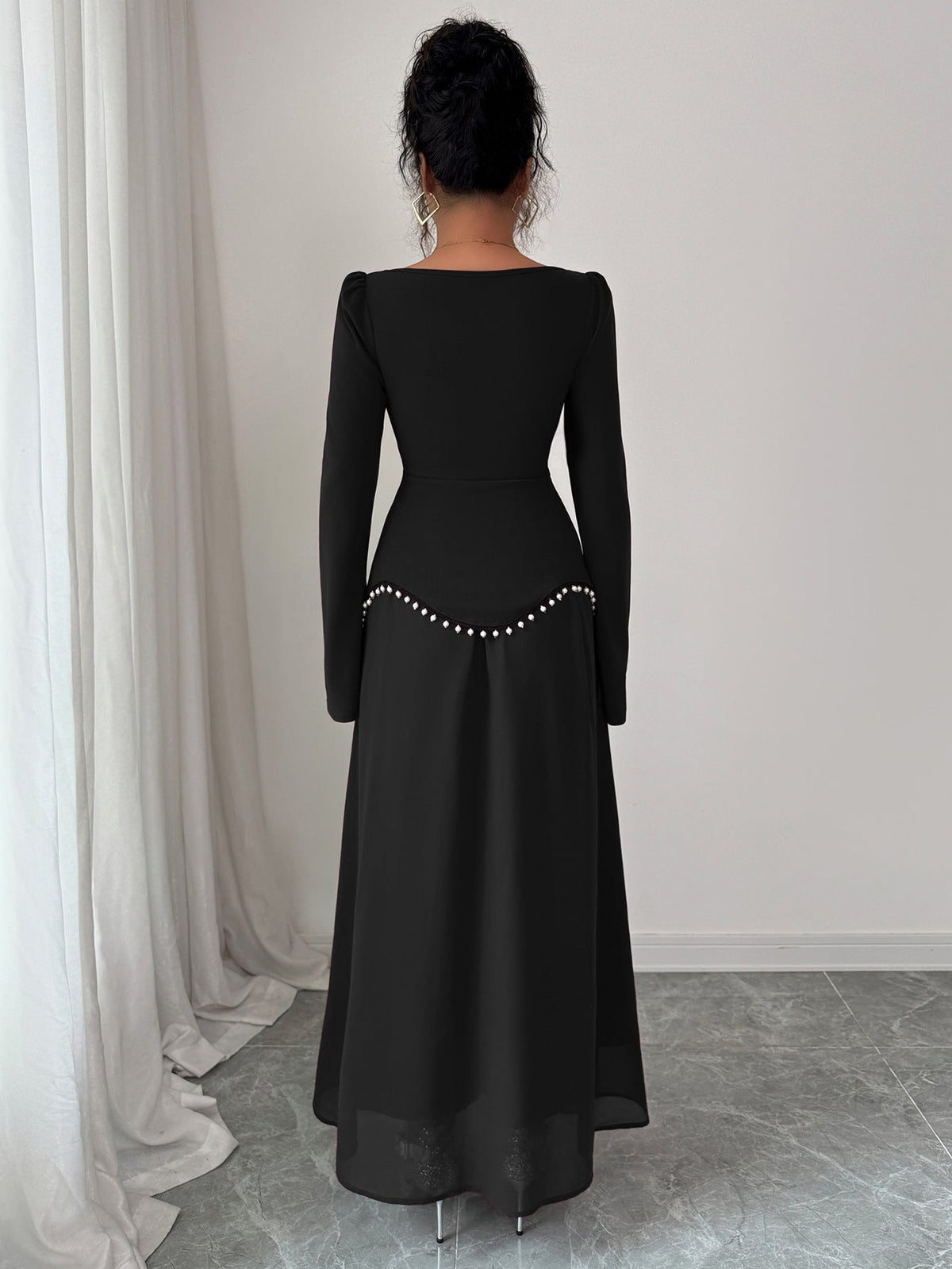 Maxikleid Damen mit quadratischem Ausschnitt und Glockenärmeln - 11 - Trendlinie