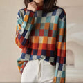 Pullover Damen mit hochgeschlossenem Kragen und Karomuster - 1 - Trendlinie