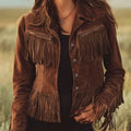 Stylische Damen-Fransenjacke mit praktischen Reißverschlusstaschen und figurbetontem Design - 1 - Trendlinie