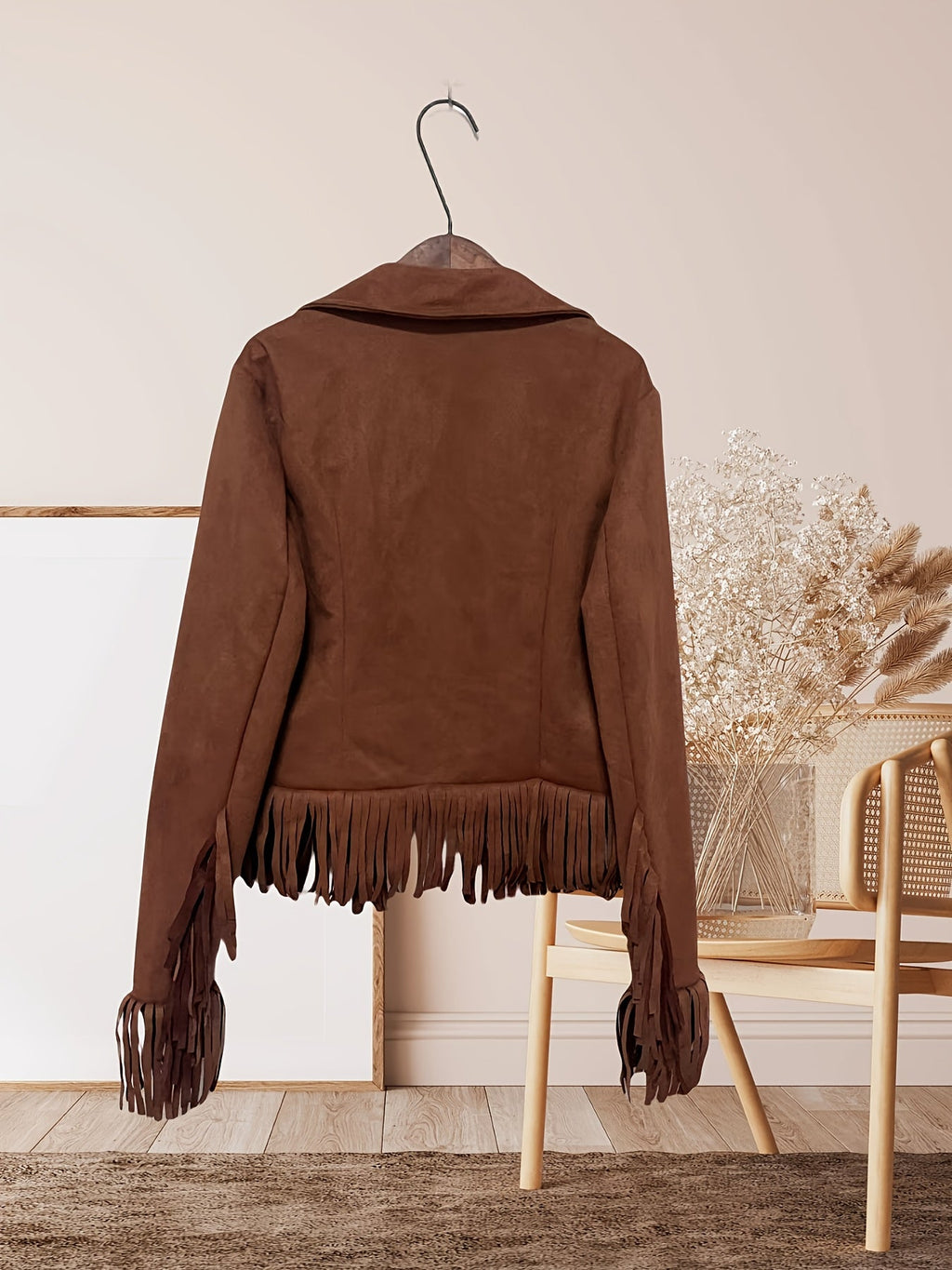 Stylische Damen-Fransenjacke mit praktischen Reißverschlusstaschen und figurbetontem Design - 2 - Trendlinie