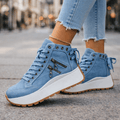 Damen Sneaker mit modischen Reißverschlussakzenten und Plateau-Sohle - 1 - Trendlinie