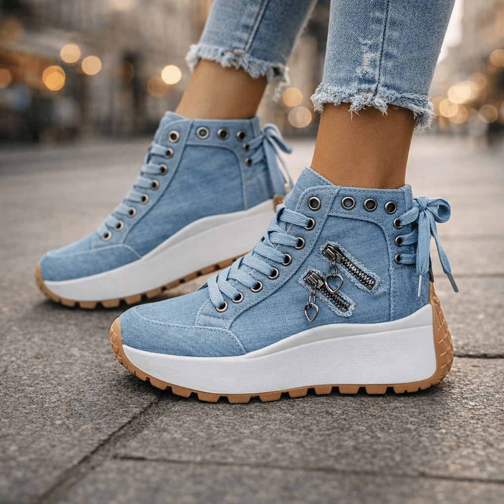 Damen Sneaker mit modischen Reißverschlussakzenten und Plateau-Sohle - 5 - Trendlinie