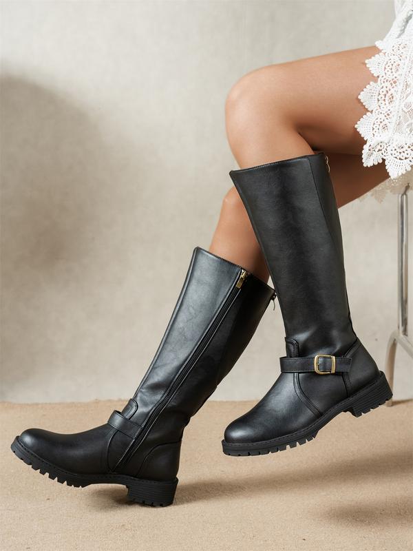 Damen Reiterstiefel mit Vintage-Schnalle und flachem Komfortabsatz - 3 - Trendlinie