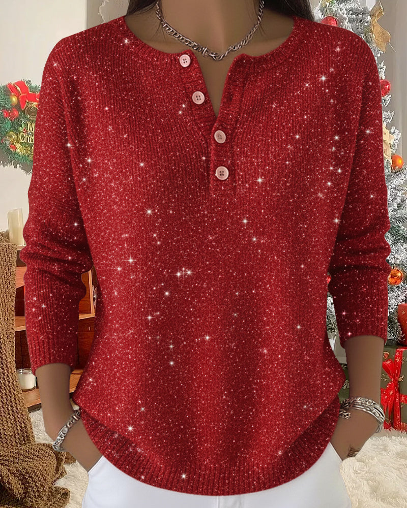 Damenpullover mit funkelndem Knopfdesign und Glitzerakzenten - 2 - Trendlinie