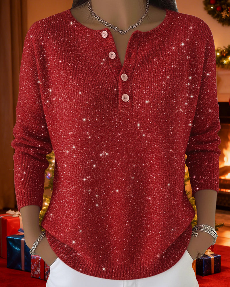 Damenpullover mit funkelndem Knopfdesign und Glitzerakzenten - 4 - Trendlinie