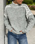 Damenpullover mit hohen Kragen und Norwegerdesign - 1 - Trendlinie