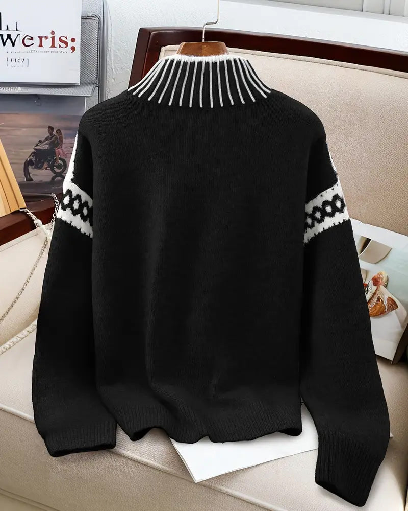 Damenpullover mit hohen Kragen und Norwegerdesign - 10 - Trendlinie
