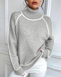 Damen Pullover mit Stehkragen und Kontrastakzenten - 1 - Trendlinie