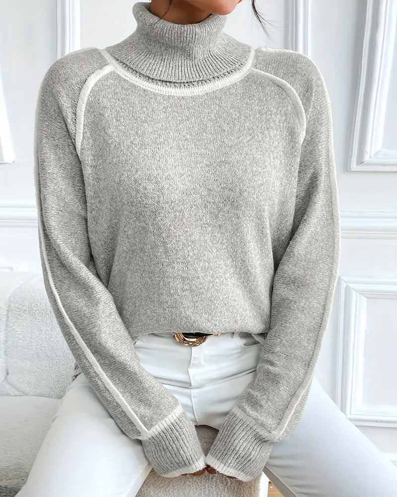 Damen Pullover mit Stehkragen und Kontrastakzenten - 4 - Trendlinie