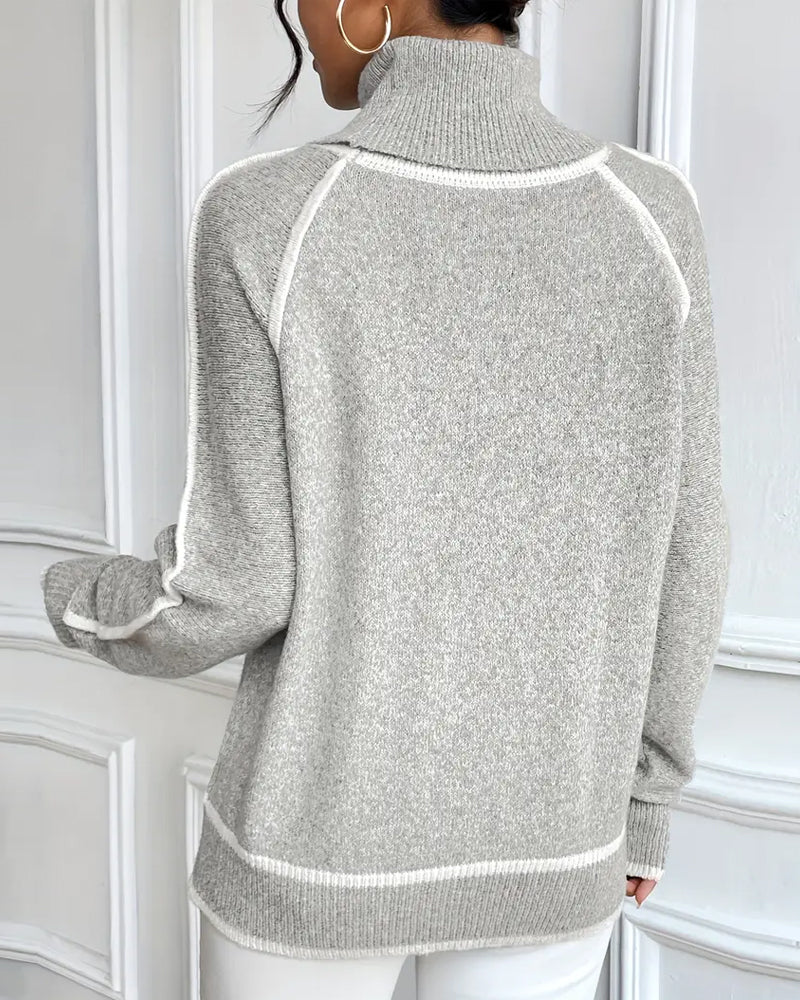 Damen Pullover mit Stehkragen und Kontrastakzenten - 6 - Trendlinie