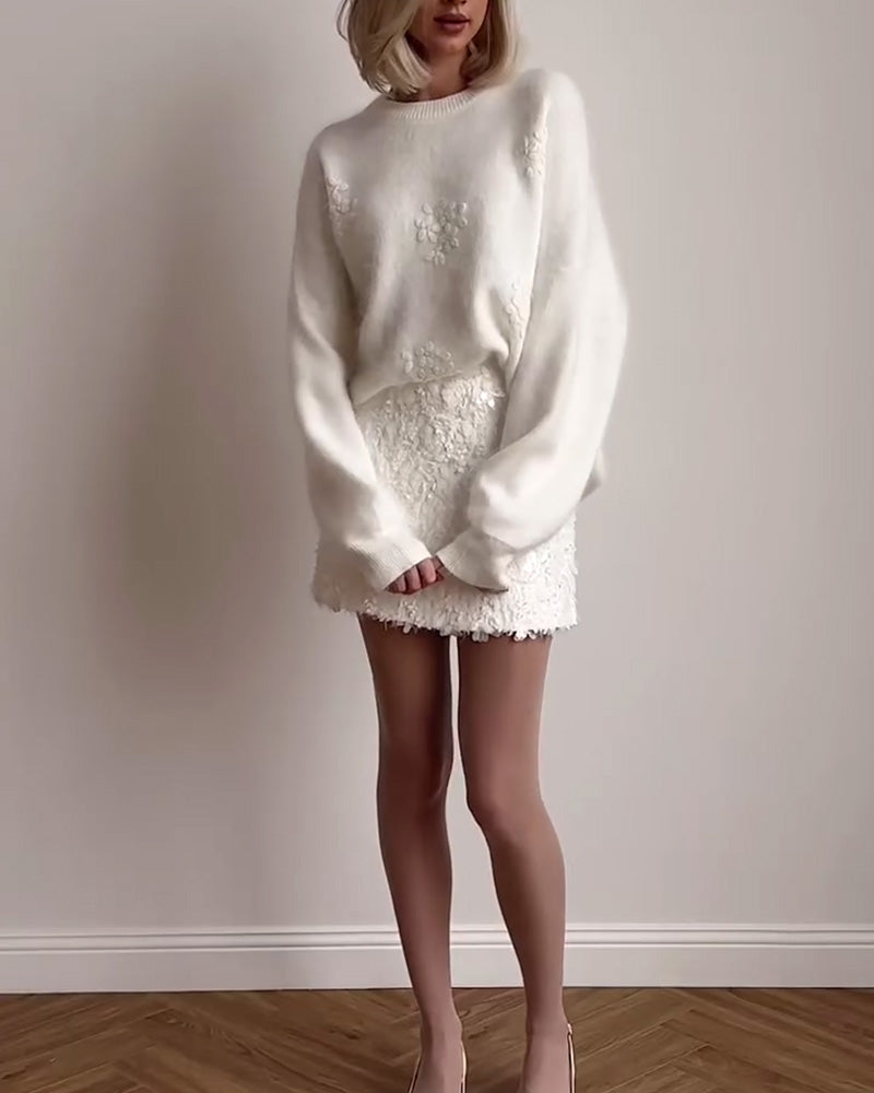 Damenpullover mit floralem Muster und Rundhalsausschnitt - 2 - Trendlinie