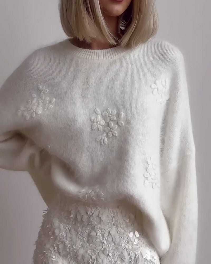 Damenpullover mit floralem Muster und Rundhalsausschnitt - 3 - Trendlinie