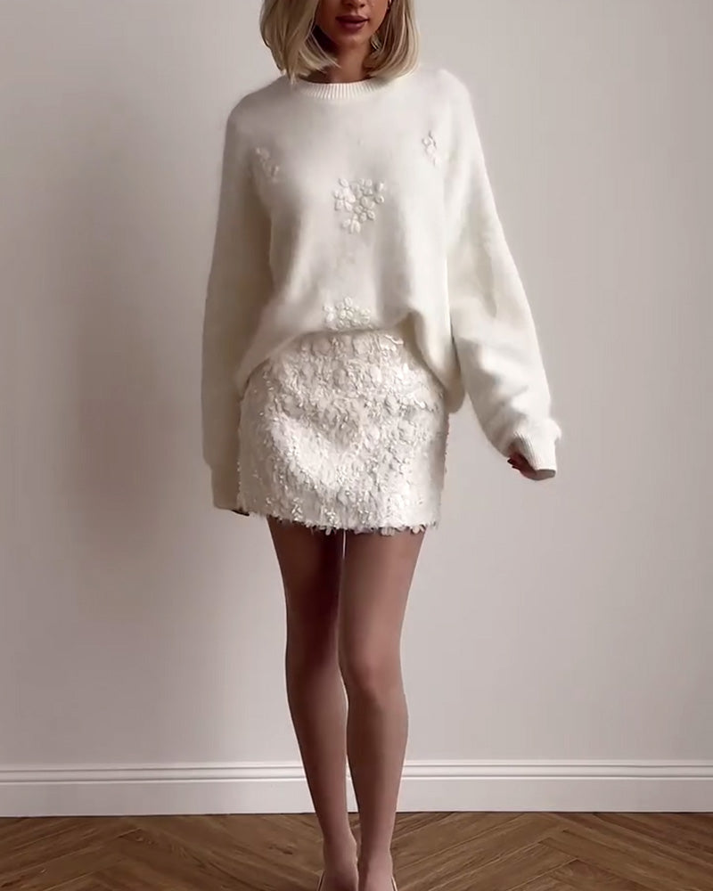 Damenpullover mit floralem Muster und Rundhalsausschnitt - 4 - Trendlinie