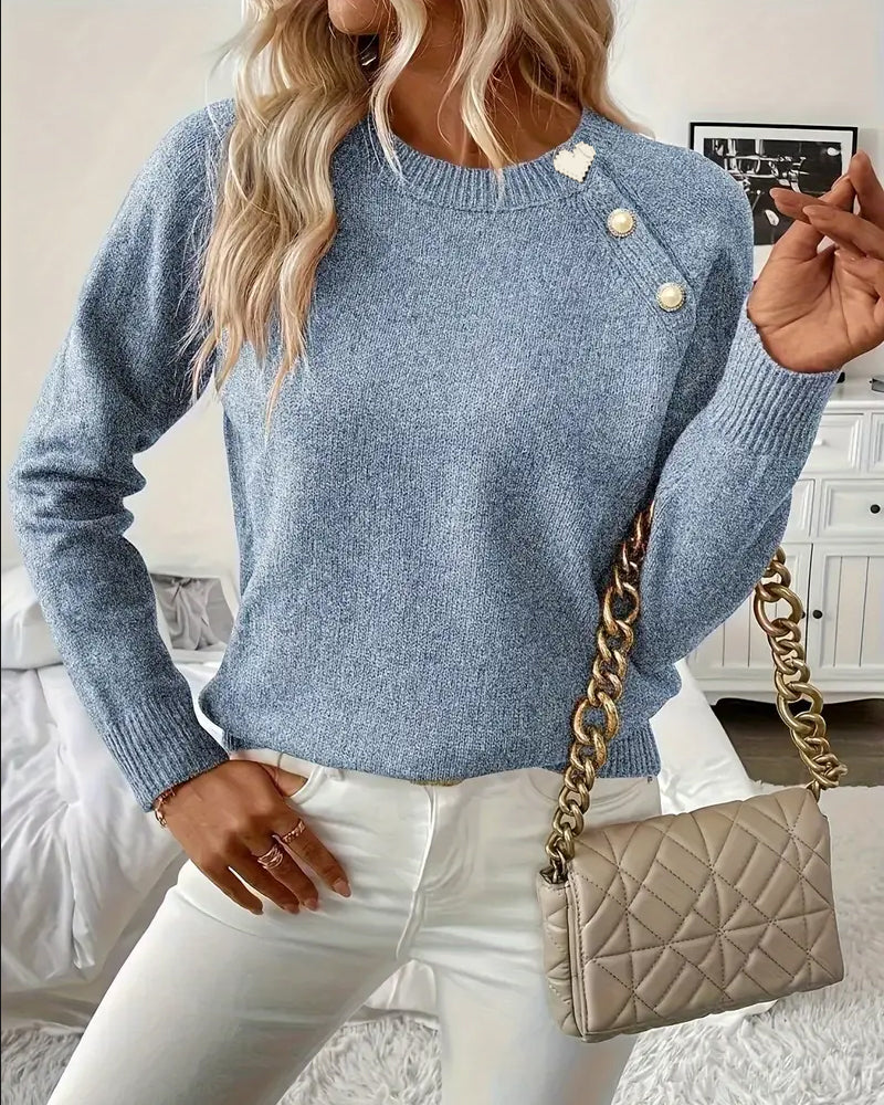 Damenpullover mit Raglanärmeln und dekorativen Knöpfen - 11 - Trendlinie