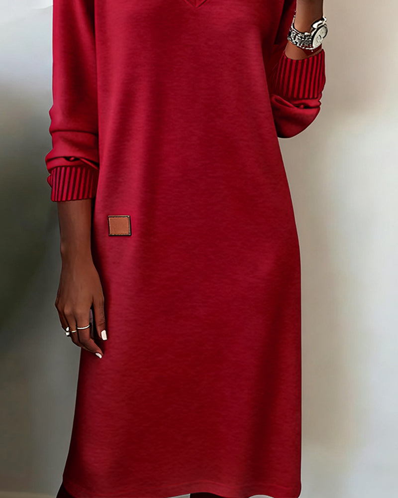 Elegantes Wickelkleid für Damen mit V-Ausschnitt und langen Ärmeln - 3 - Trendlinie