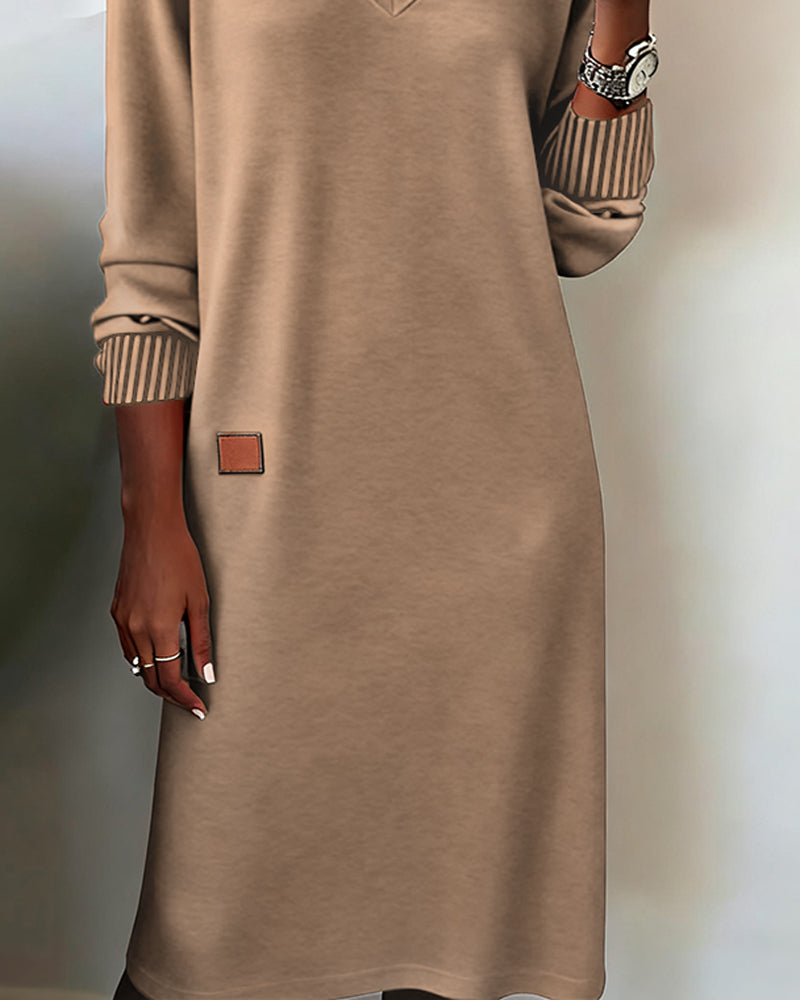 Elegantes Wickelkleid für Damen mit V-Ausschnitt und langen Ärmeln - 6 - Trendlinie
