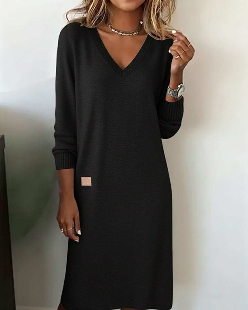 Elegantes Wickelkleid für Damen mit V-Ausschnitt und langen Ärmeln - 7 - Trendlinie