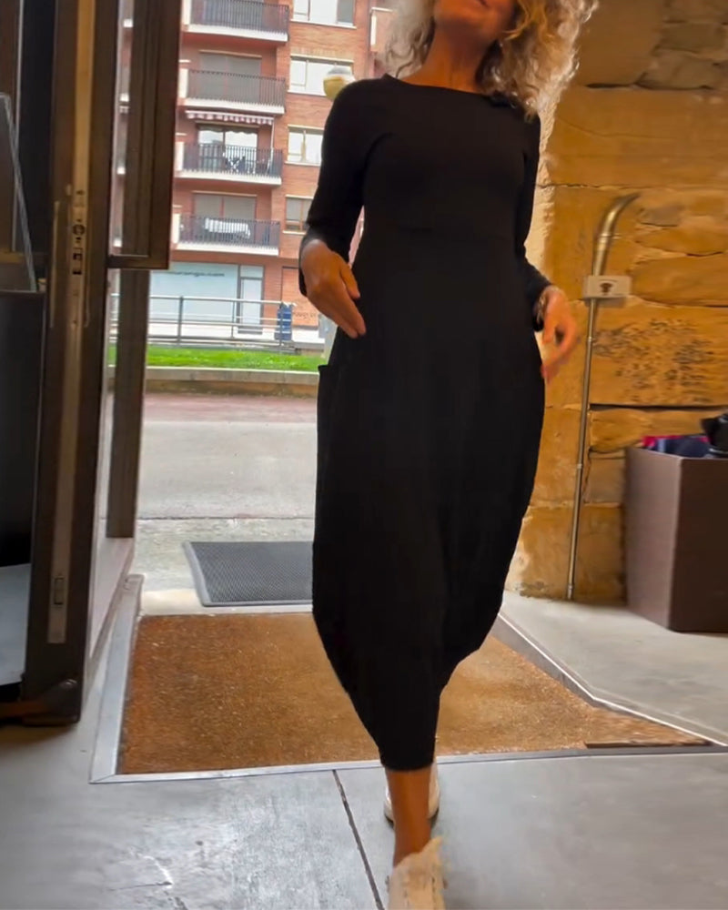 Elegantes Maxikleid für Damen mit Rundhals und langen Ärmeln - 1 - Trendlinie