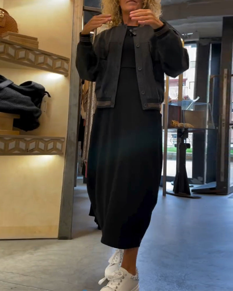Elegantes Maxikleid für Damen mit Rundhals und langen Ärmeln - 3 - Trendlinie