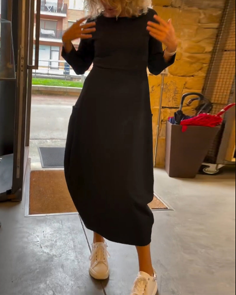 Elegantes Maxikleid für Damen mit Rundhals und langen Ärmeln - 4 - Trendlinie
