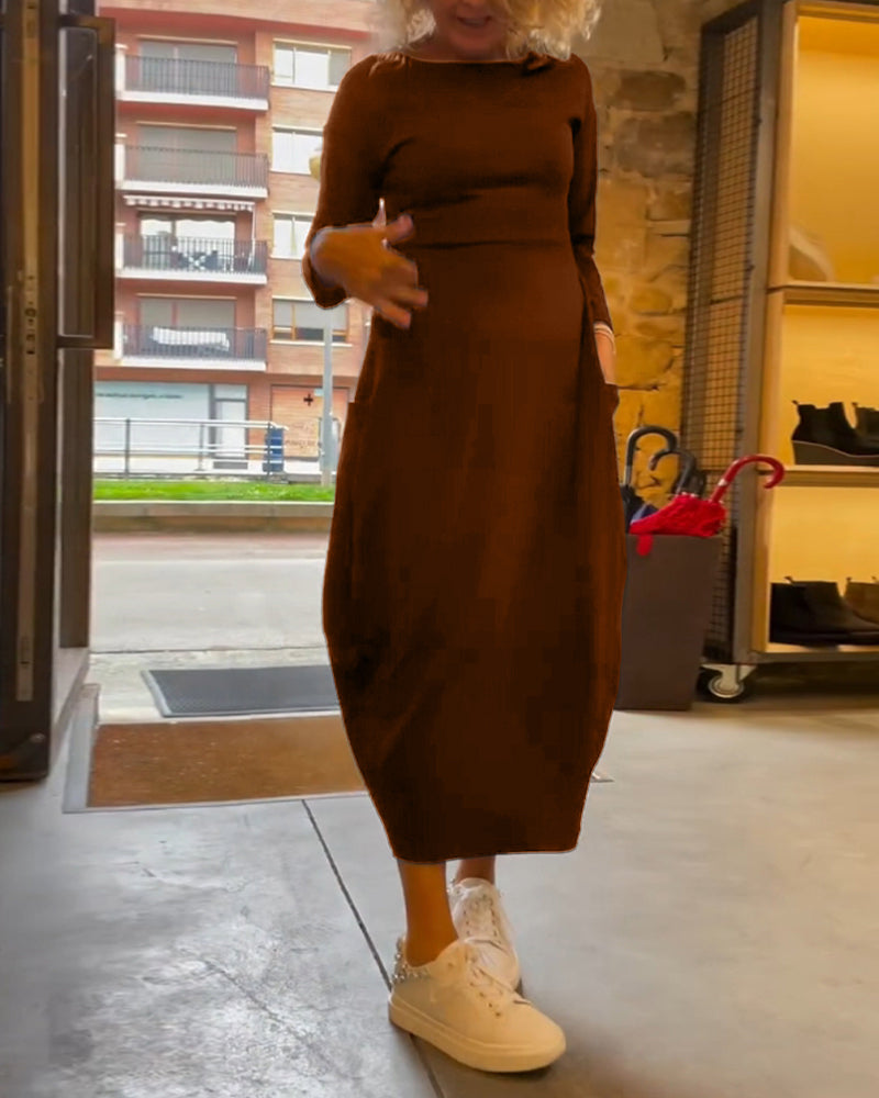 Elegantes Maxikleid für Damen mit Rundhals und langen Ärmeln - 6 - Trendlinie