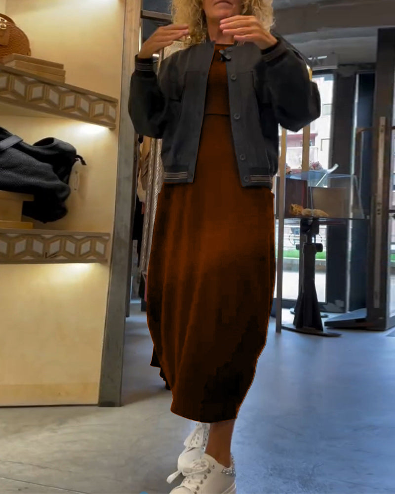 Elegantes Maxikleid für Damen mit Rundhals und langen Ärmeln - 7 - Trendlinie