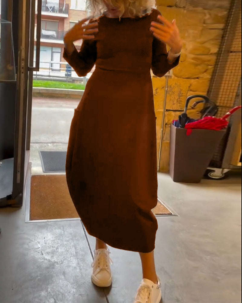 Elegantes Maxikleid für Damen mit Rundhals und langen Ärmeln - 8 - Trendlinie