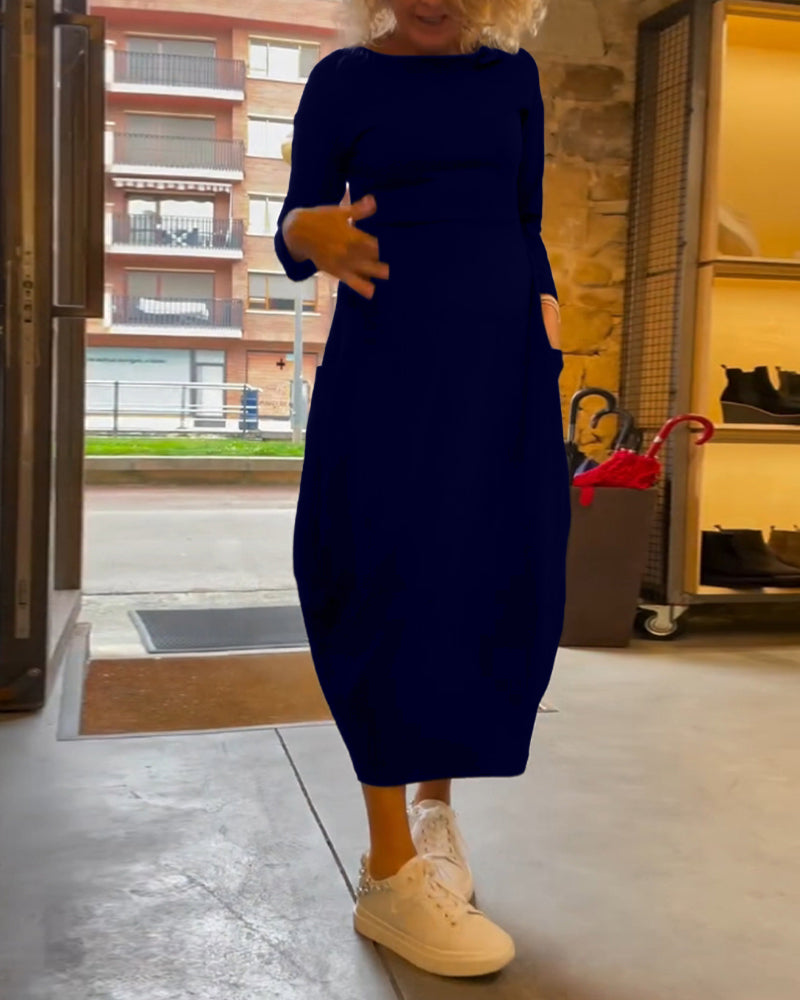 Elegantes Maxikleid für Damen mit Rundhals und langen Ärmeln - 11 - Trendlinie