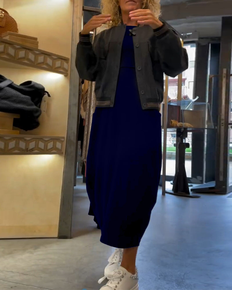 Elegantes Maxikleid für Damen mit Rundhals und langen Ärmeln - 12 - Trendlinie