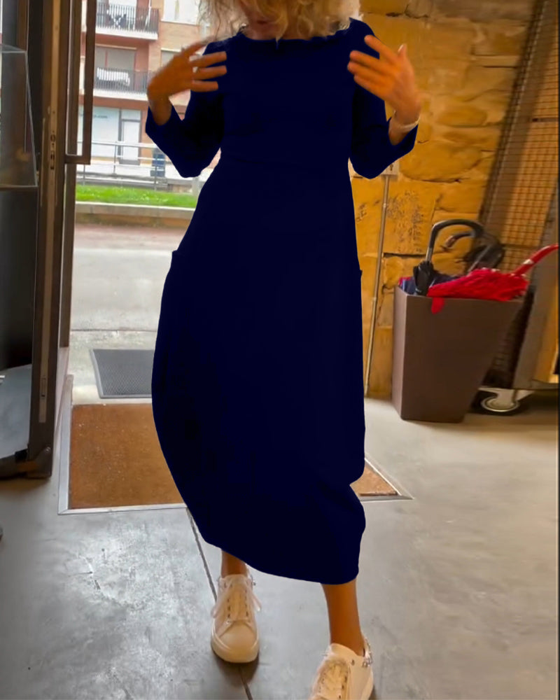 Elegantes Maxikleid für Damen mit Rundhals und langen Ärmeln - 13 - Trendlinie