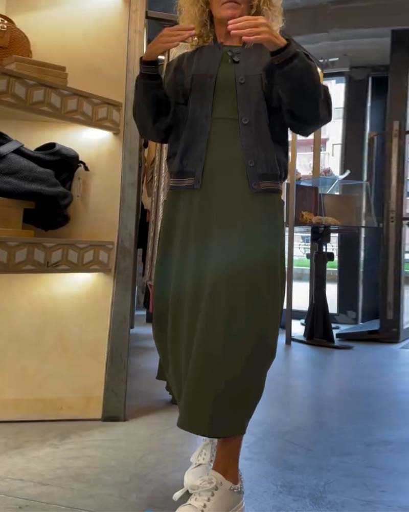 Elegantes Maxikleid für Damen mit Rundhals und langen Ärmeln - 14 - Trendlinie