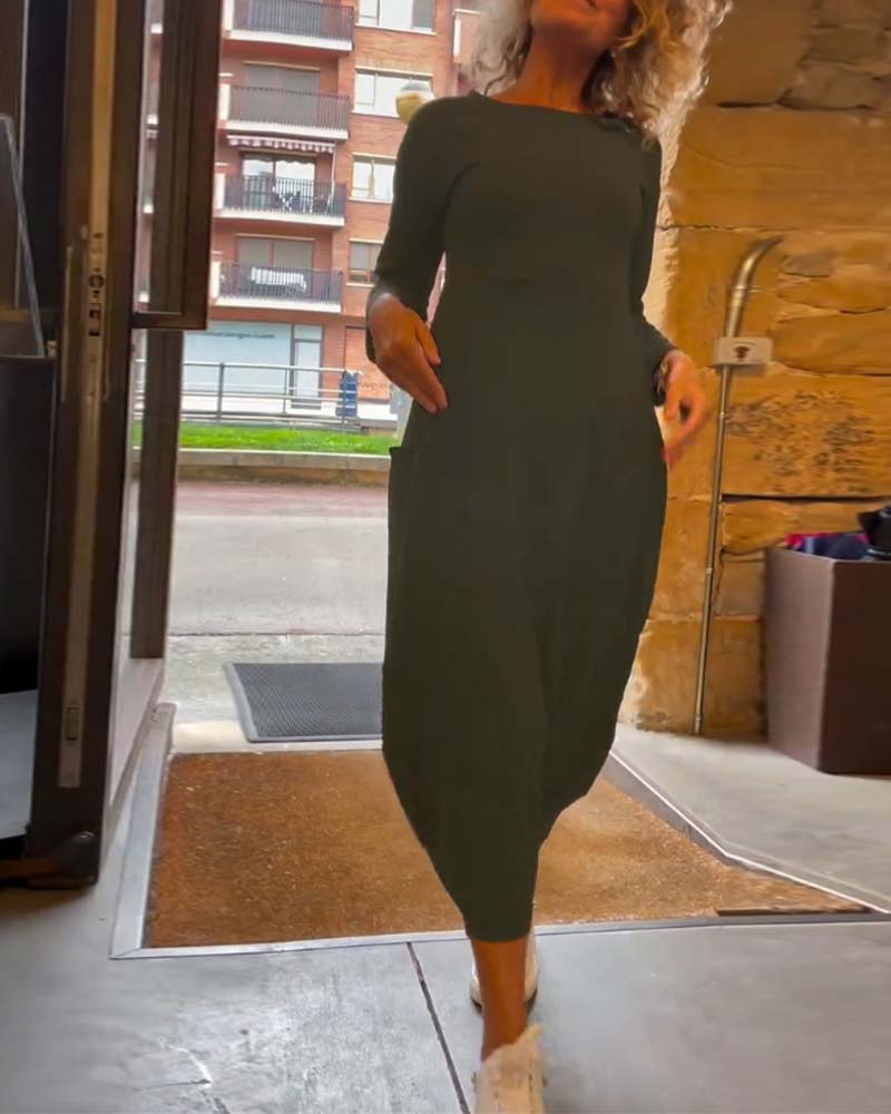 Elegantes Maxikleid für Damen mit Rundhals und langen Ärmeln - 16 - Trendlinie
