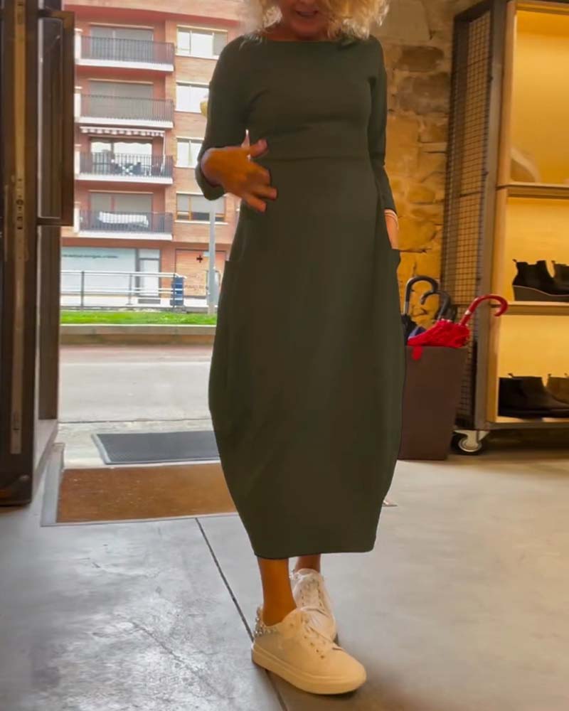 Elegantes Maxikleid für Damen mit Rundhals und langen Ärmeln - 17 - Trendlinie