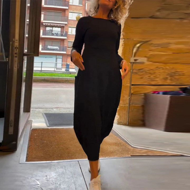 Elegantes Maxikleid für Damen mit Rundhals und langen Ärmeln - 18 - Trendlinie