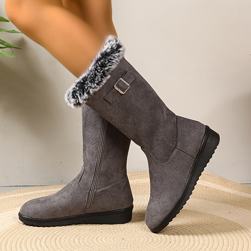 Damenstiefel mit Kuschelfellkragen und praktischem Reißverschluss - 3 - Trendlinie