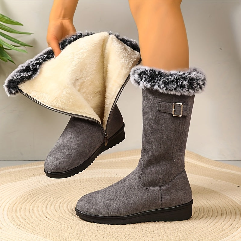 Damenstiefel mit Kuschelfellkragen und praktischem Reißverschluss - 4 - Trendlinie