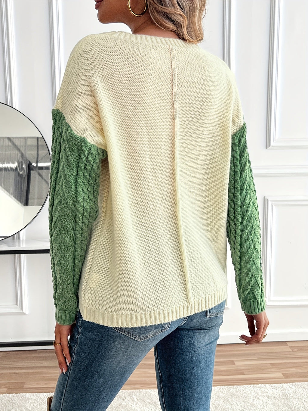 Damenpullover in zwei Farben mit strukturiertem Zopfdesign - 3 - Trendlinie