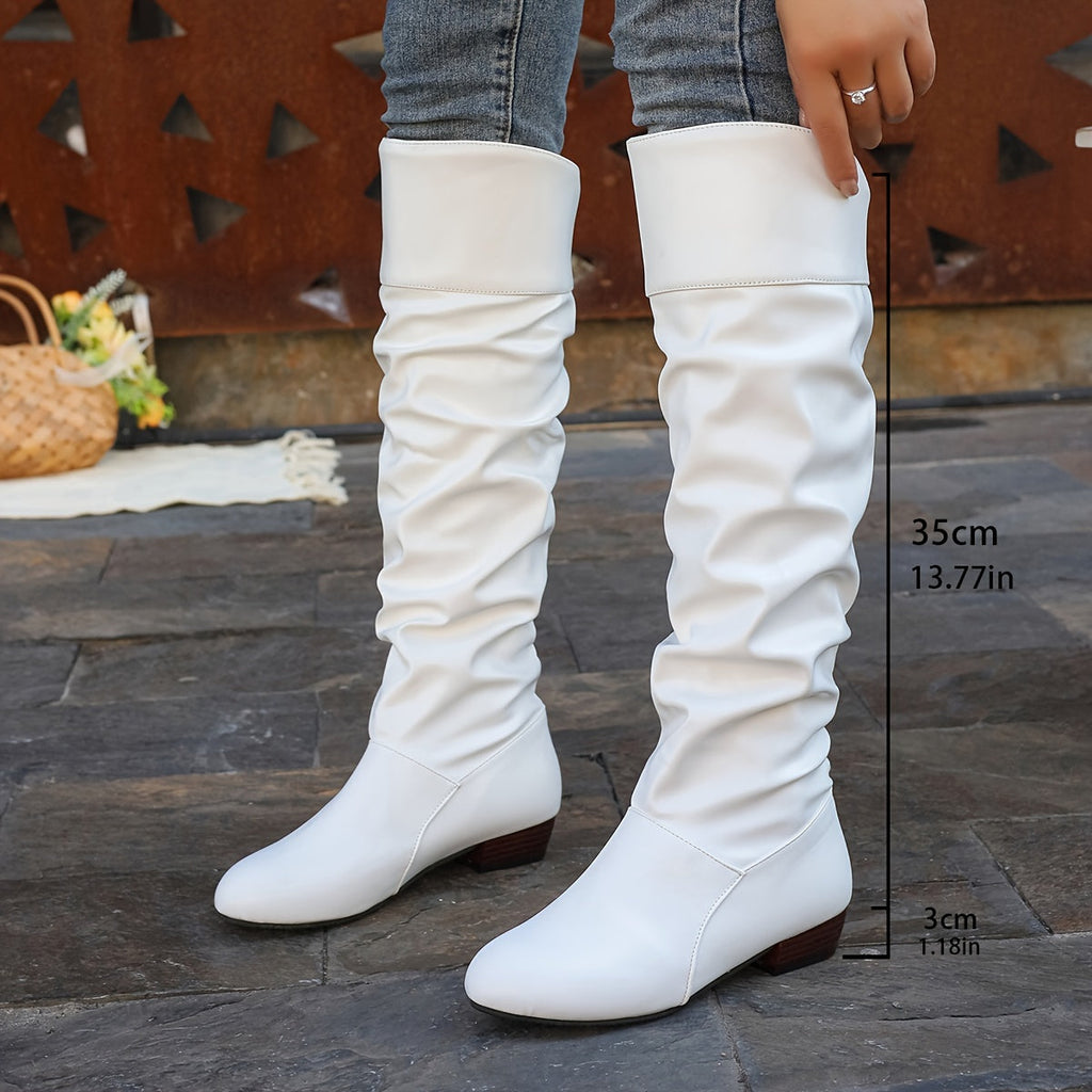 Elegante Damen Stiefel bis zum Knie mit Schlauchform und Blockabsatz - 6 - Trendlinie