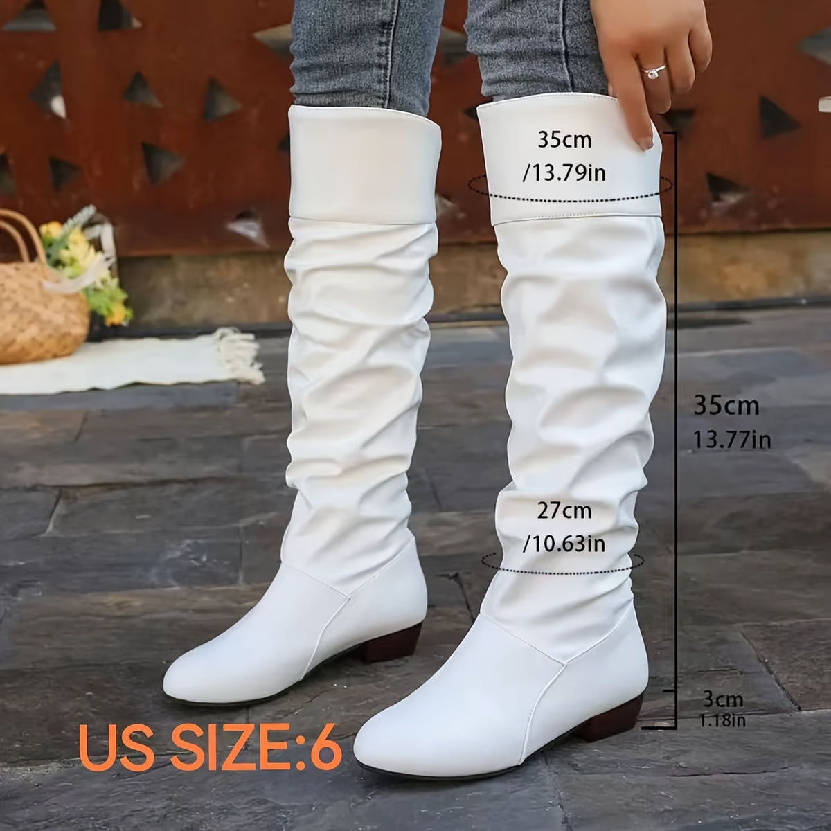 Elegante Damen Stiefel bis zum Knie mit Schlauchform und Blockabsatz - 11 - Trendlinie