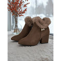 Damen Stiefeletten mit Futter aus Kunstpelz und stabilen Blockabsätzen - 1 - Trendlinie