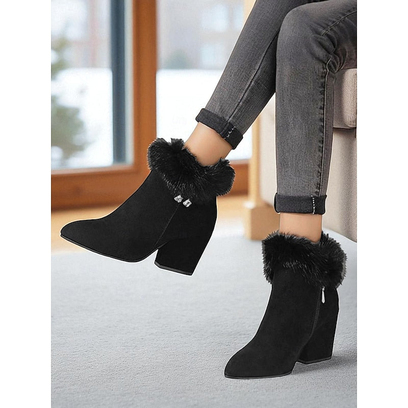Damen Stiefeletten mit Futter aus Kunstpelz und stabilen Blockabsätzen - 2 - Trendlinie