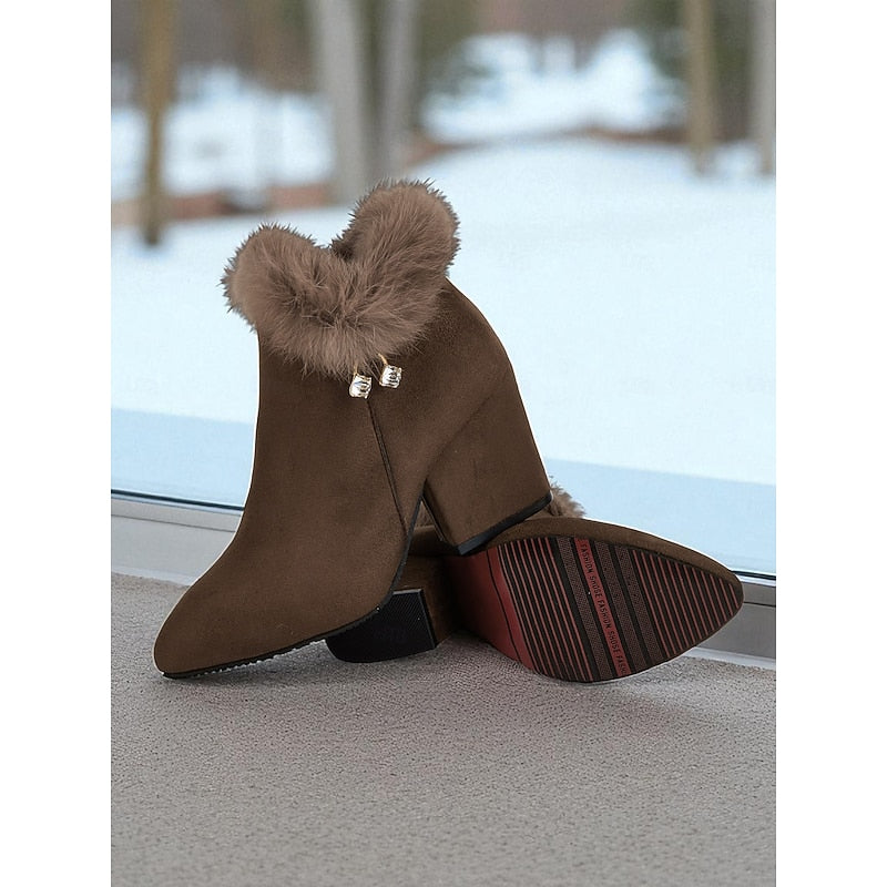 Damen Stiefeletten mit Futter aus Kunstpelz und stabilen Blockabsätzen - 3 - Trendlinie