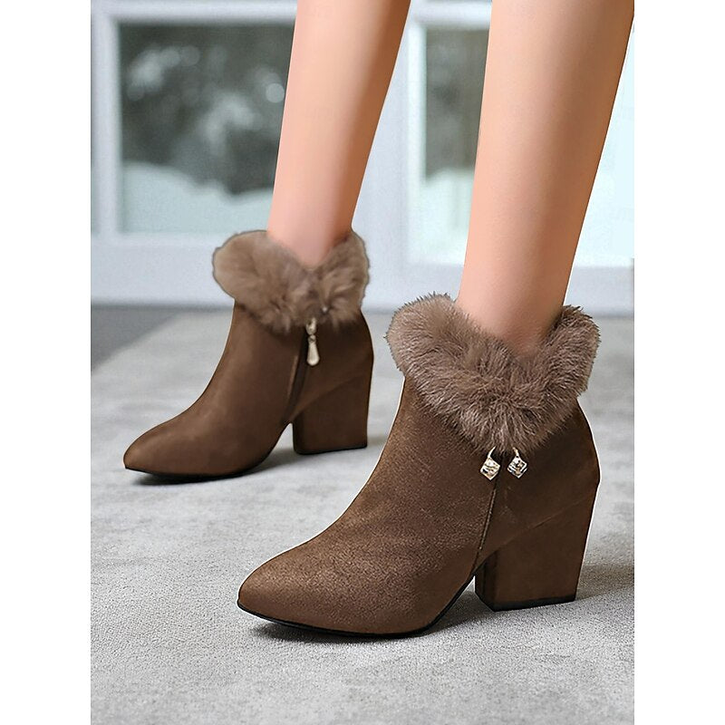 Damen Stiefeletten mit Futter aus Kunstpelz und stabilen Blockabsätzen - 4 - Trendlinie