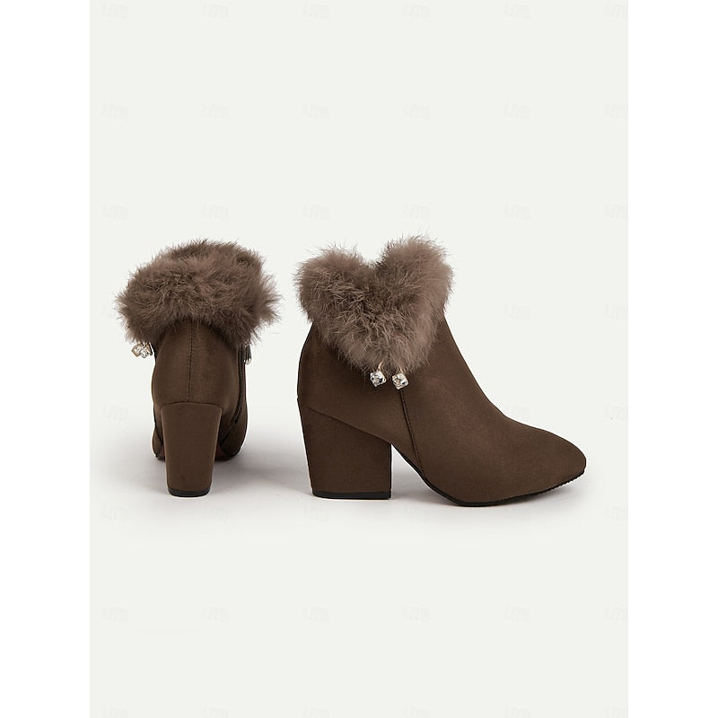 Damen Stiefeletten mit Futter aus Kunstpelz und stabilen Blockabsätzen - 7 - Trendlinie