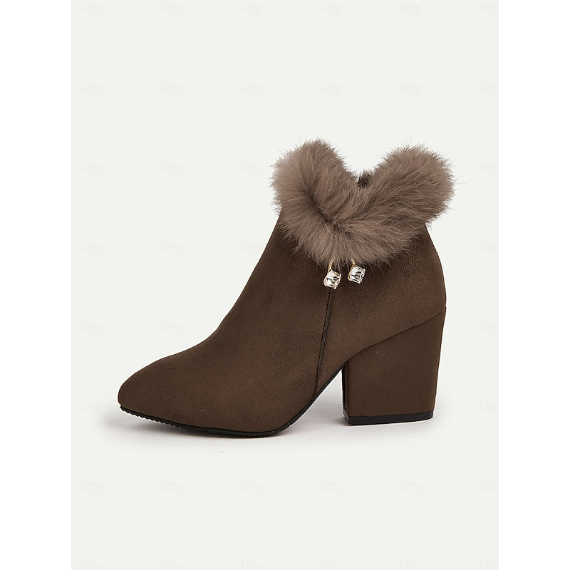 Damen Stiefeletten mit Futter aus Kunstpelz und stabilen Blockabsätzen - 8 - Trendlinie