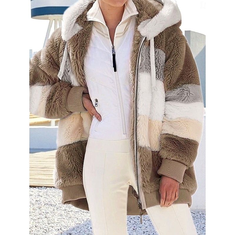 Damen Jacke mit Kapuze und modernem Farbblock-Design - 2 - Trendlinie